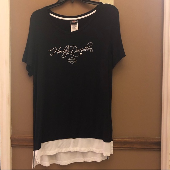Harley Davidson Motorcycles Women’s top size M black two tone - Picture 1 of 6